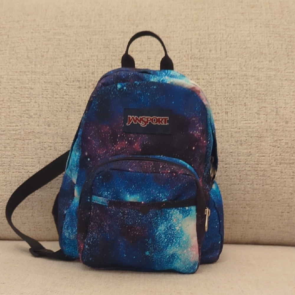 Jansport Half Pint Galaxy Mini Backpack - Blue and Purple Nebula